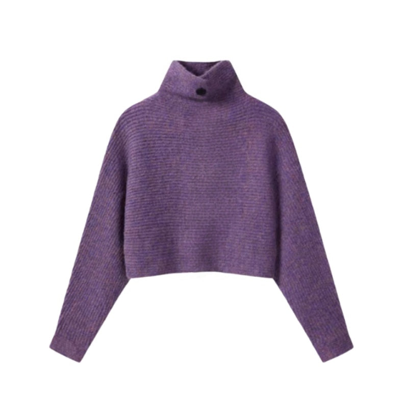 Stylish Short Purple Sweater
