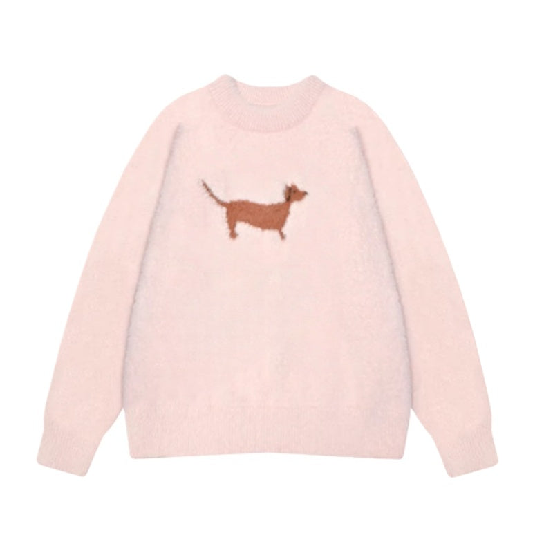 Oversized Pink Dog Sweater