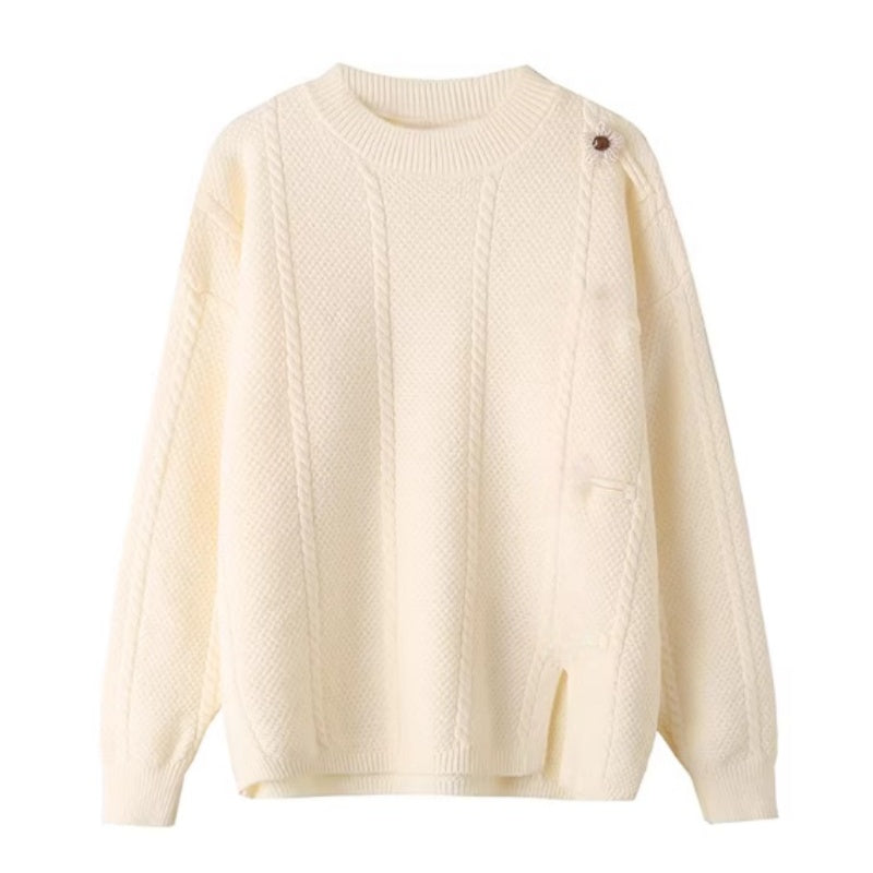 Off-White Sweater With Flower Pattern